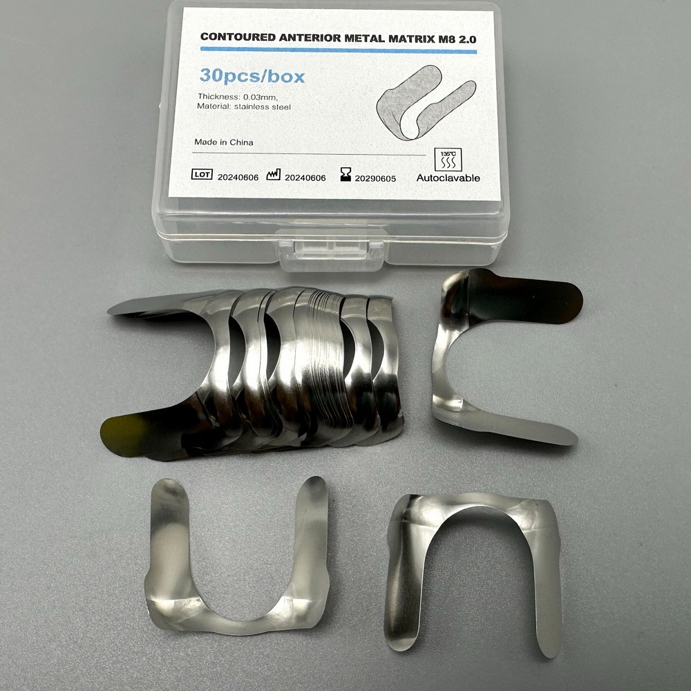 30Pcs Dental Matrix Contoured Anterior Metal Matrix M8 Twin Anterior Matrices US