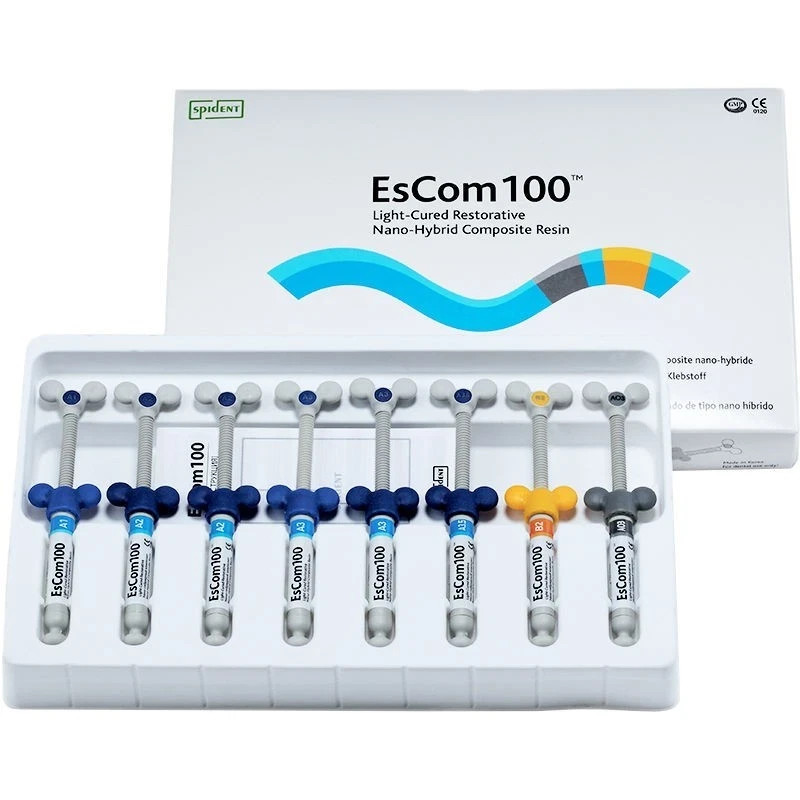 EsCom100 Spident Light-Cured Restorative NanoHybrid Dental Composite Kit A 2