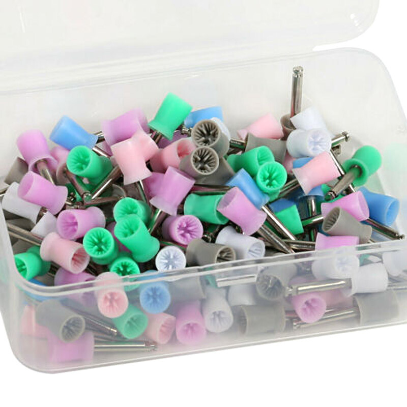 100Pcs/box Dental Oral Prophy Cup Rubber Polish Polishing Tooth Mixed-Color