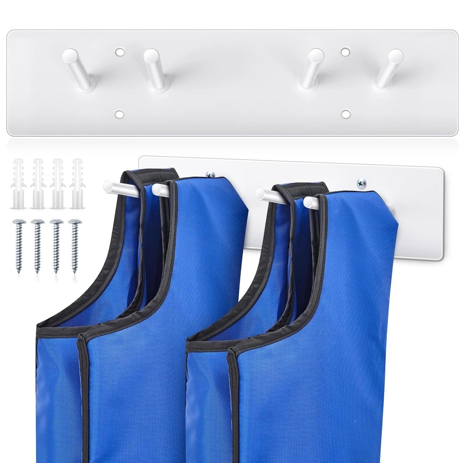 2x Lead Apron Hanger 4-Hook Heavy Duty Wall Mount w/ Extra Long Anti-Slip Hooks