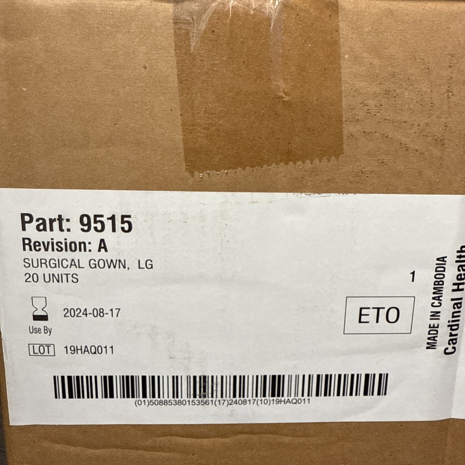 Cardinal Health Non-Reinforced Surgical Gown AAMI Level 3, Case Of 20 Each, Exp.
