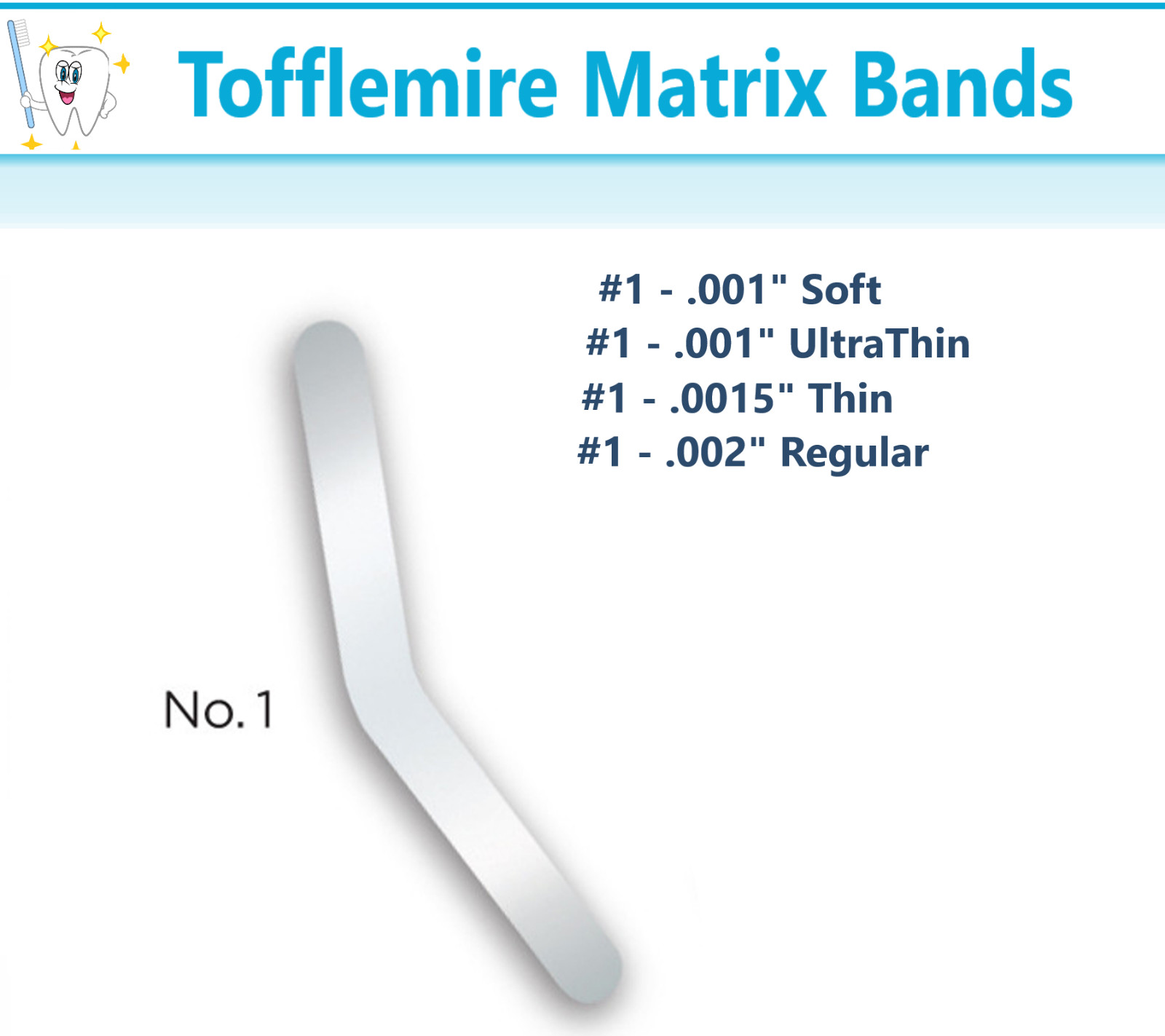 Dental universal Matrix Bands Tofflemire Stainless Steel bands 0.015 #1#2 #3 #13