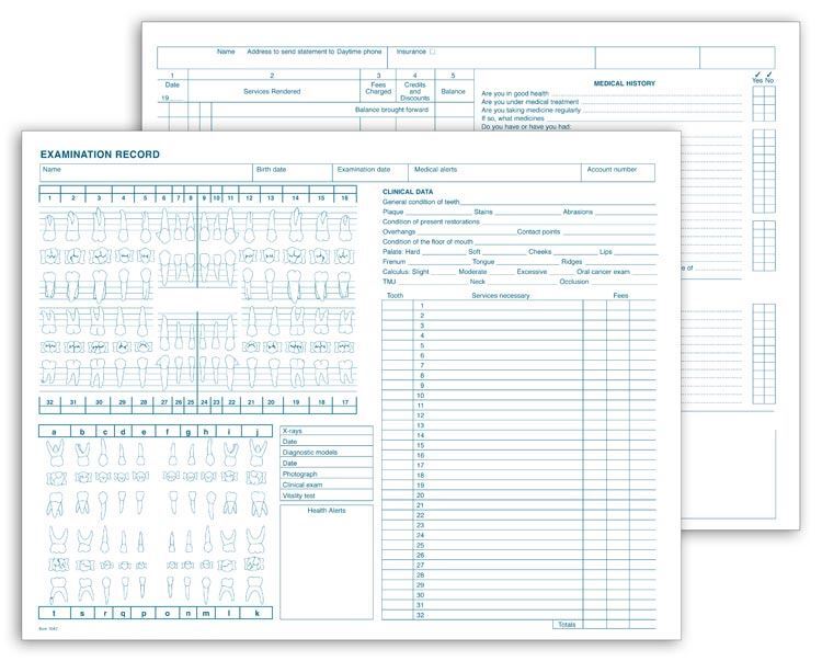1047 Dental Exam Record General 8 1/2 x 11″ QTY 250