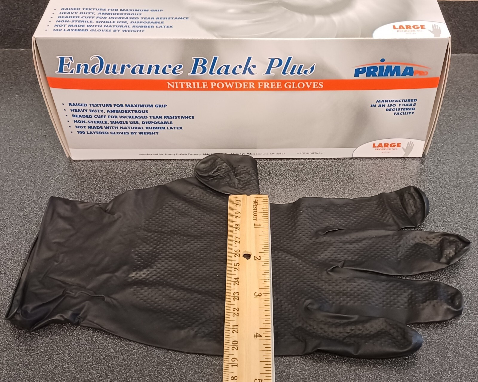 Nitrile Gloves 8 Mil Diamond Texture Black Endurance Plus Case of 1,000 PCS
