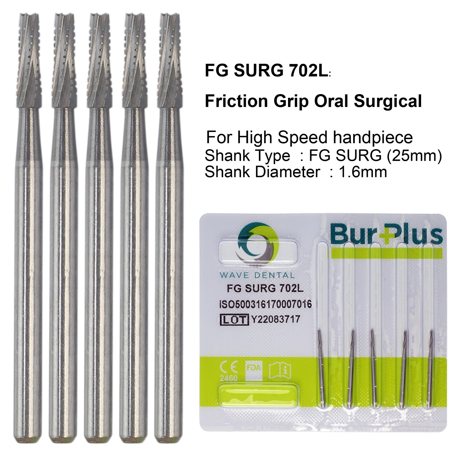 Wave Dental Surgical Bur Round Long 25mm Carbide Bur Friction Grip FG High Speed