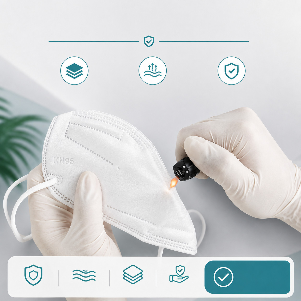 KN95 Protective Face Mask 5-Layer Disposable Respirator PM2.5 Adult White