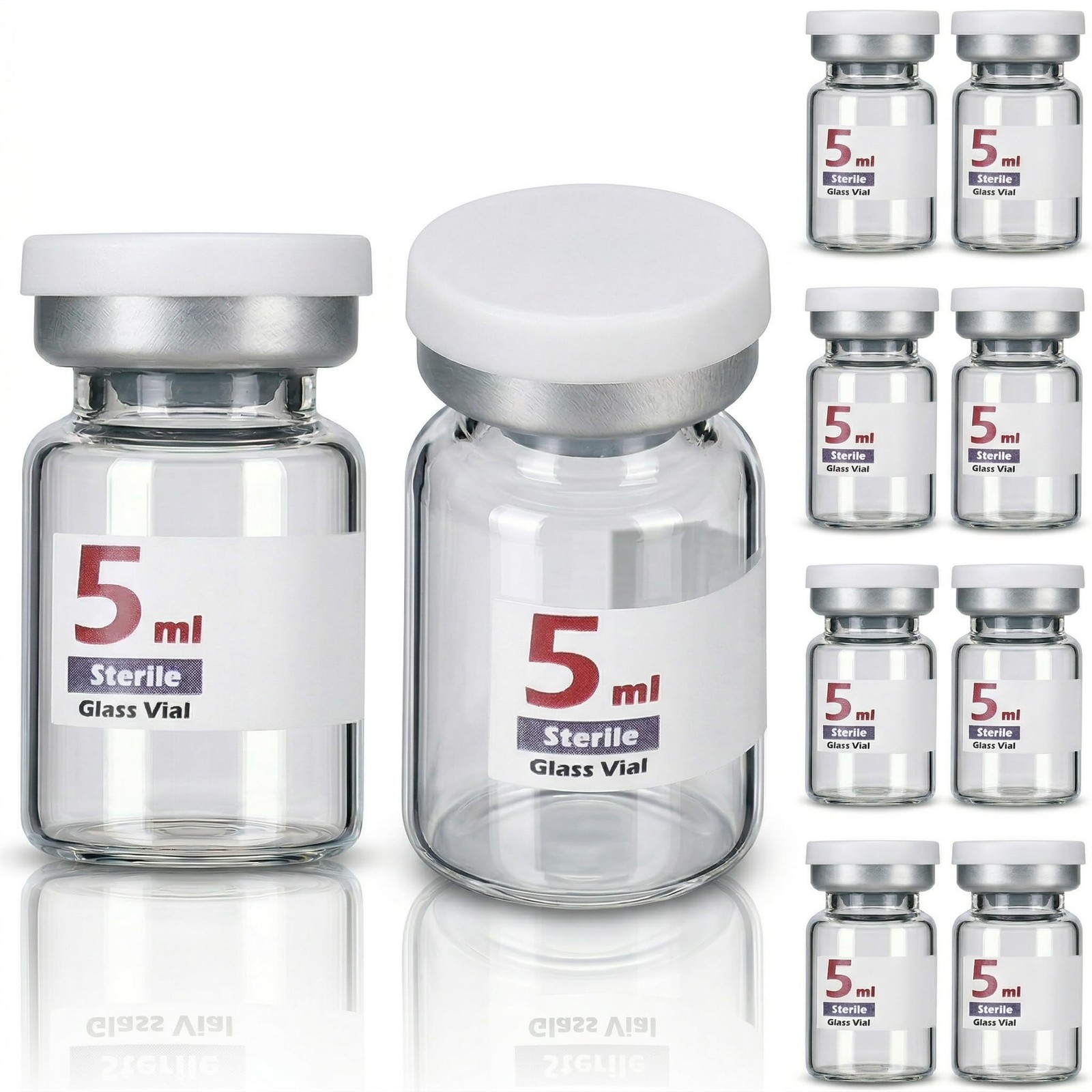 10 Pack 5ml Sterile Vials for Injections, Self-Healing Port, Empty Vials for …