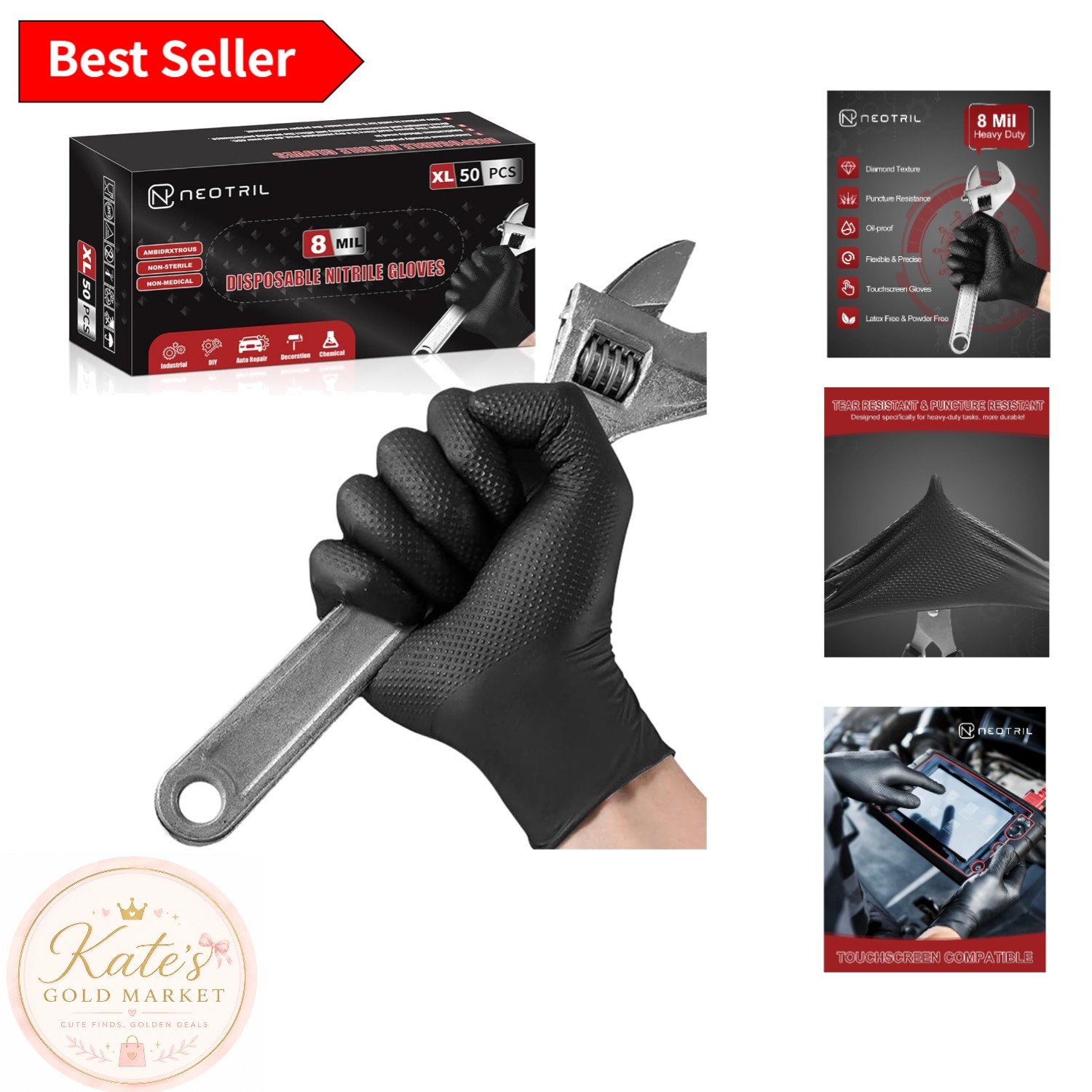 Ambidextrous 50 Count Heavy-Duty Nitrile Gloves – Latex & Powder Free Protection