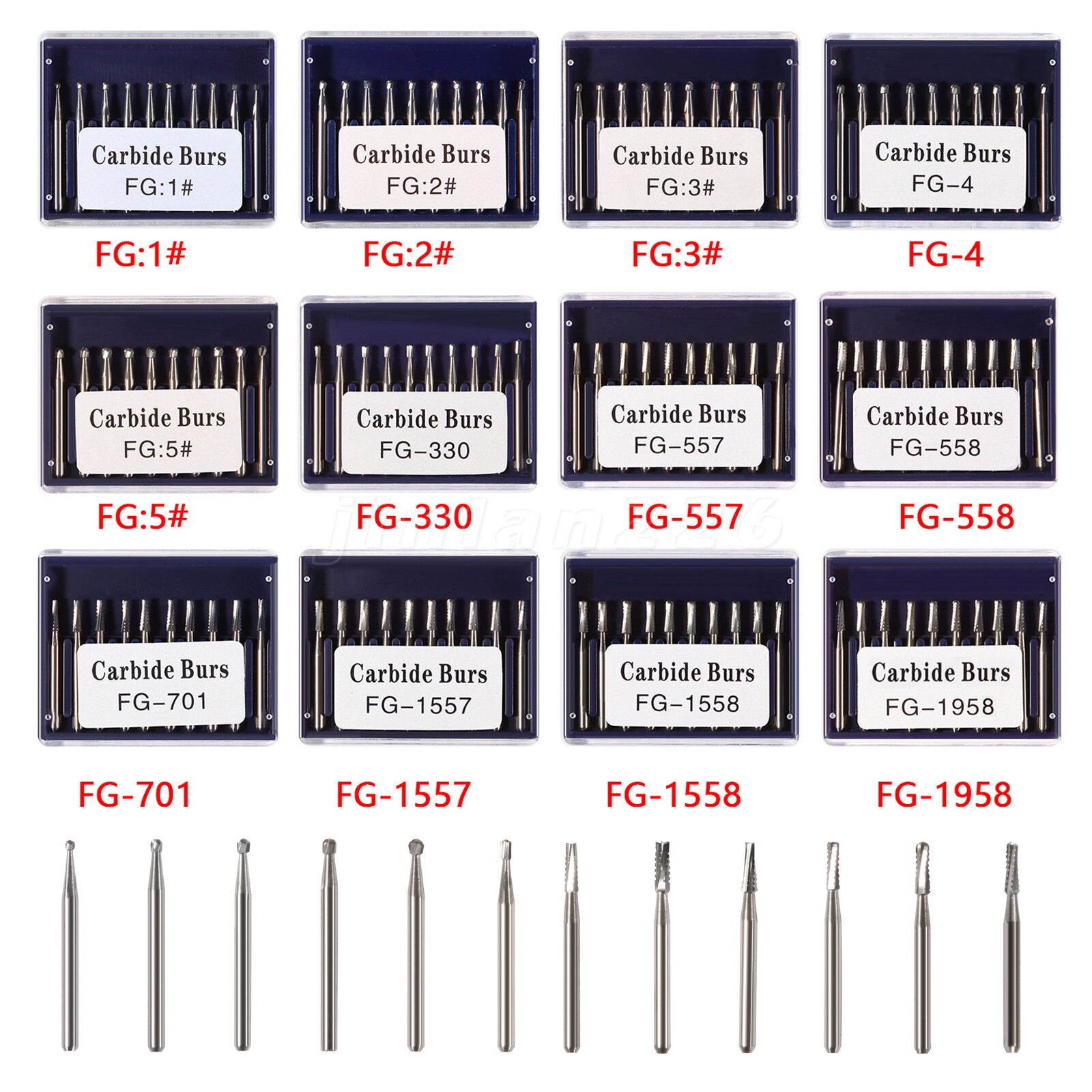 10pcs Dental Trimming Finishing Carbide Burs FG # Friction Grip Fit High Speed