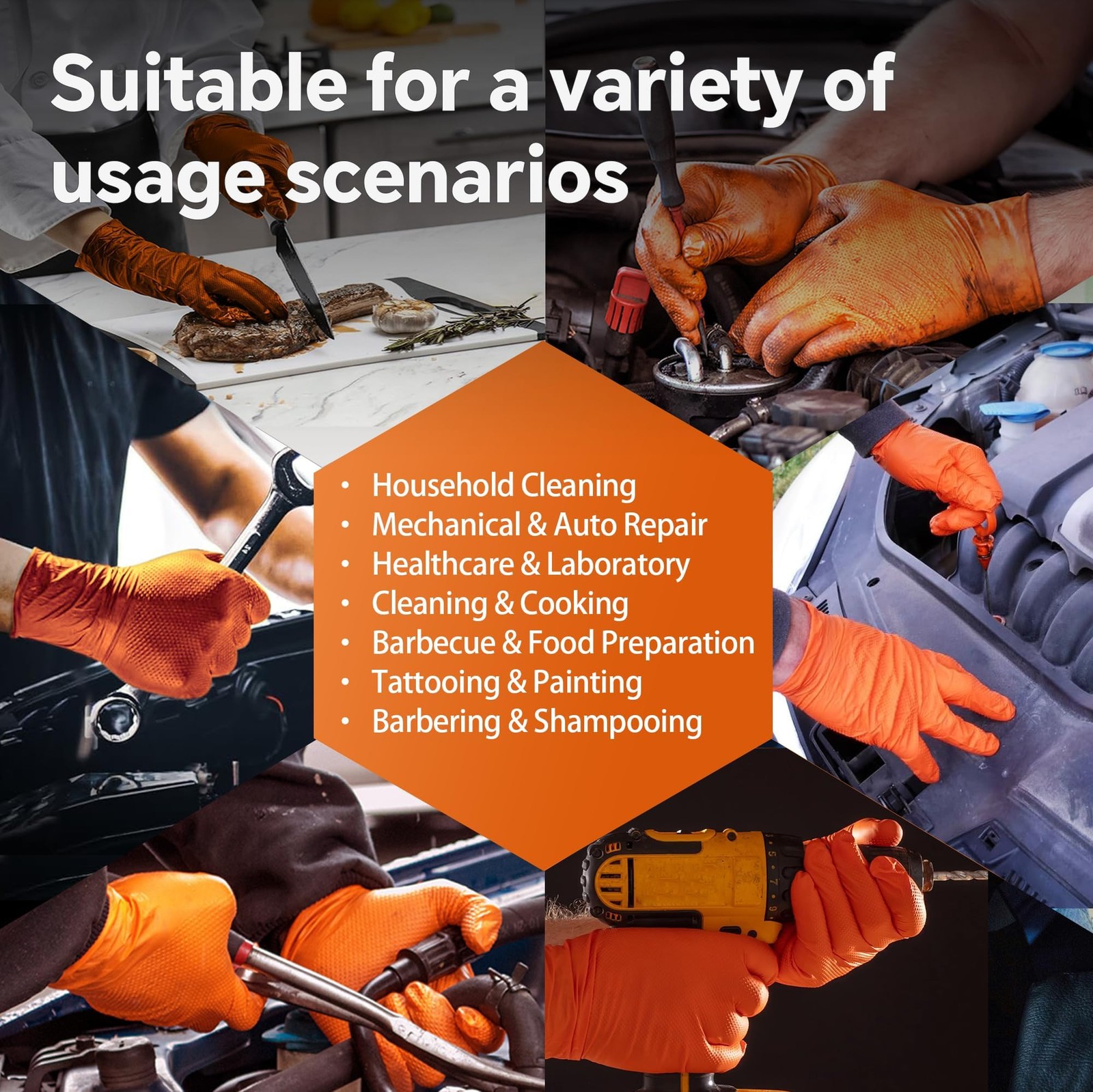 10mil Nitrile Gloves Thick,Industrial Disposable Gloves with Diamond Textured…
