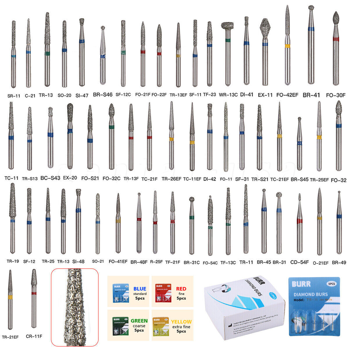 5Pcs/1Pack SANDENT Dental Burs Diamond Burs for High Speed Handpiece FG Burs