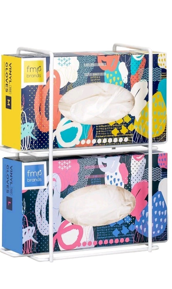 Double Glove Holder for Wall Mount, Wire Rack Disposable Napkin Gloves Box Ho…