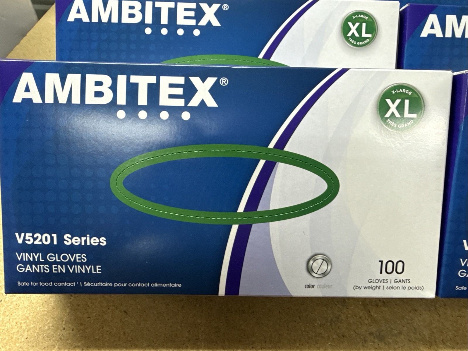 Ambitex Vinyl Gloves X-Large Natural Fit General Purpose VXL5201, Case of 1000