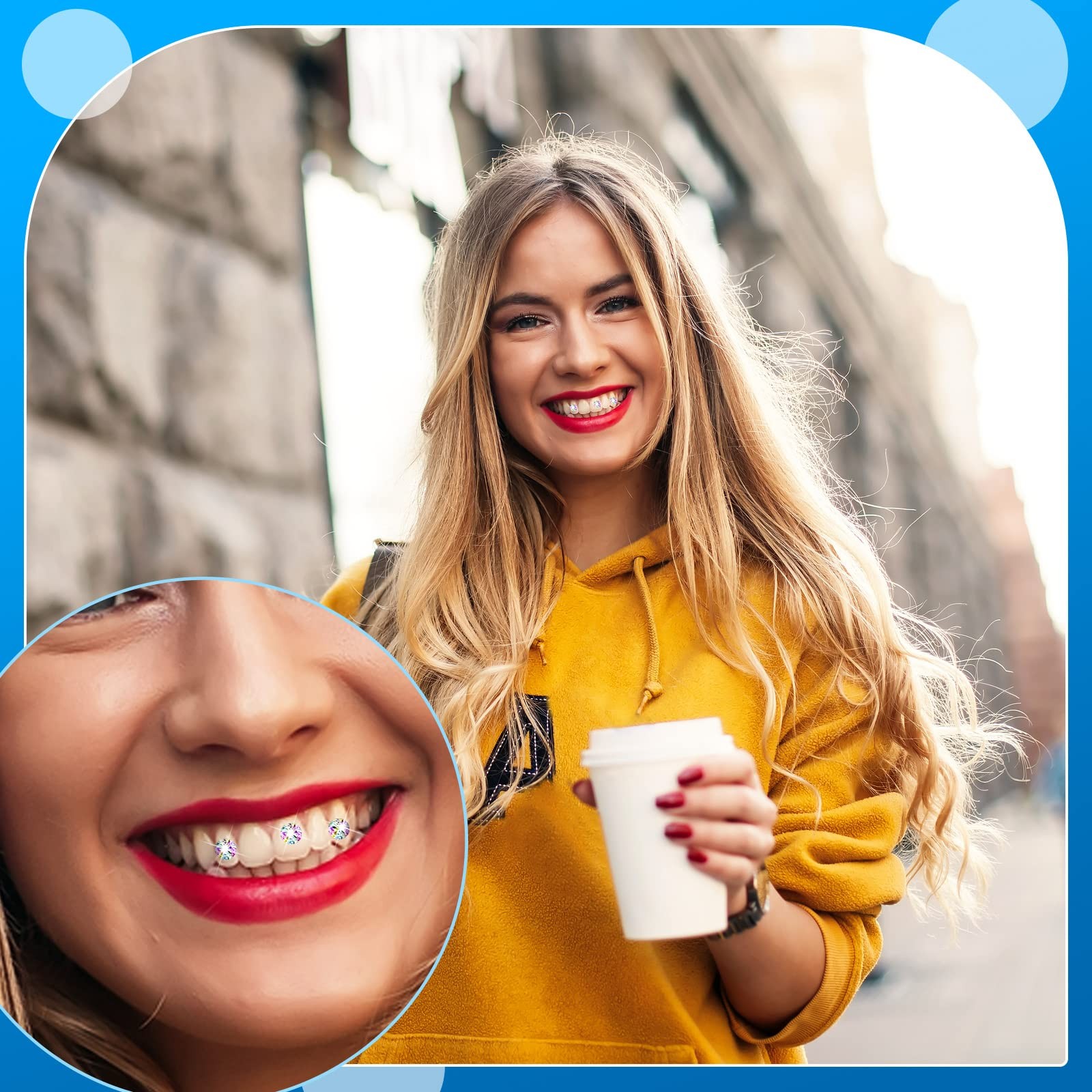 Boao 61 Pcs Tooth Gem Kit DIY Jewelry Dental Onesize, White,Colorful,Blue