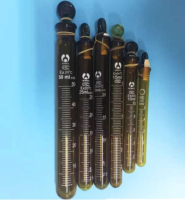 5ml-100ml Round-bottomed Amber graduated Glass Tube Sample Container Glassware