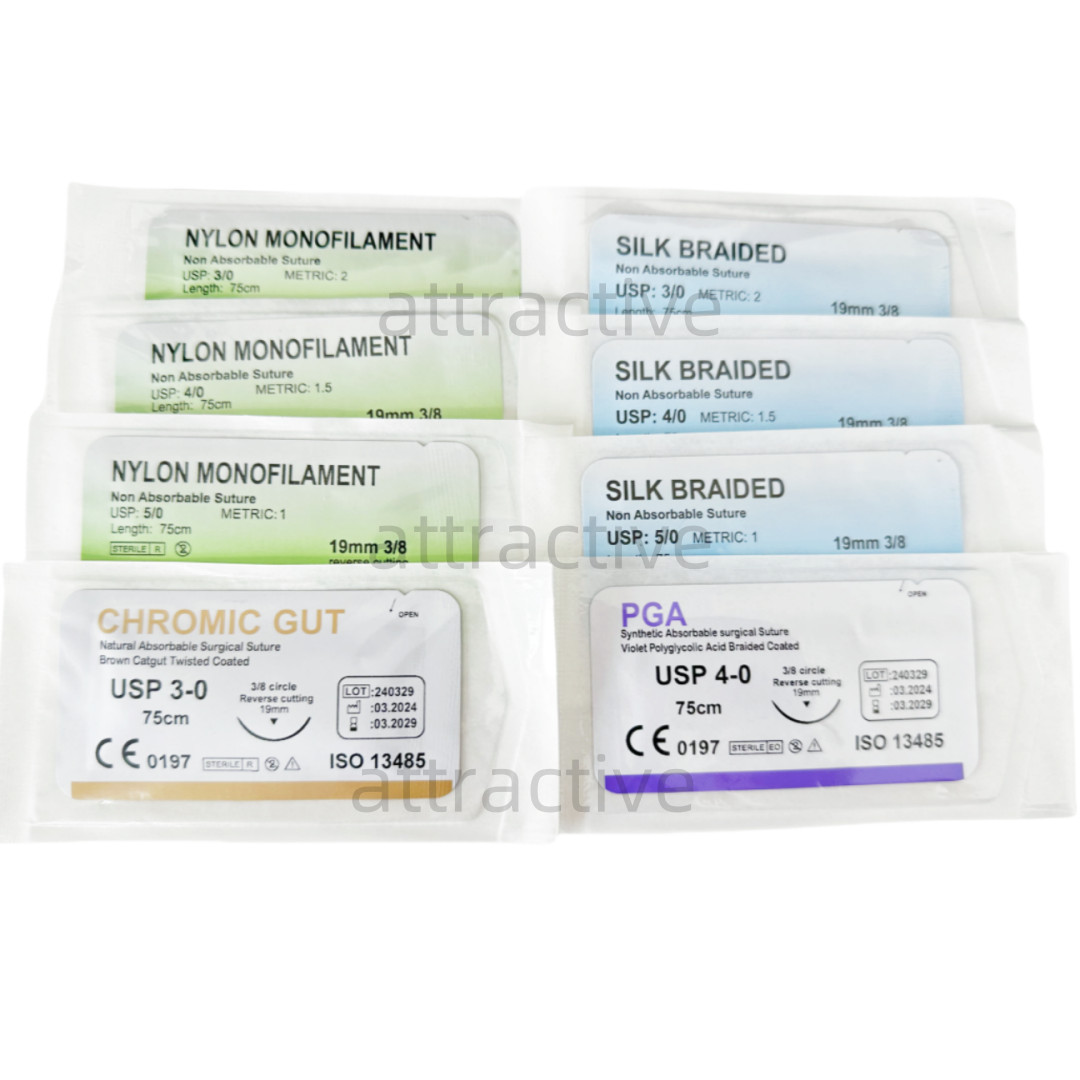 Dental Practise Suture Braided Reverse Needle Cutting Sterile Nylon/Silk/GUT/PGA