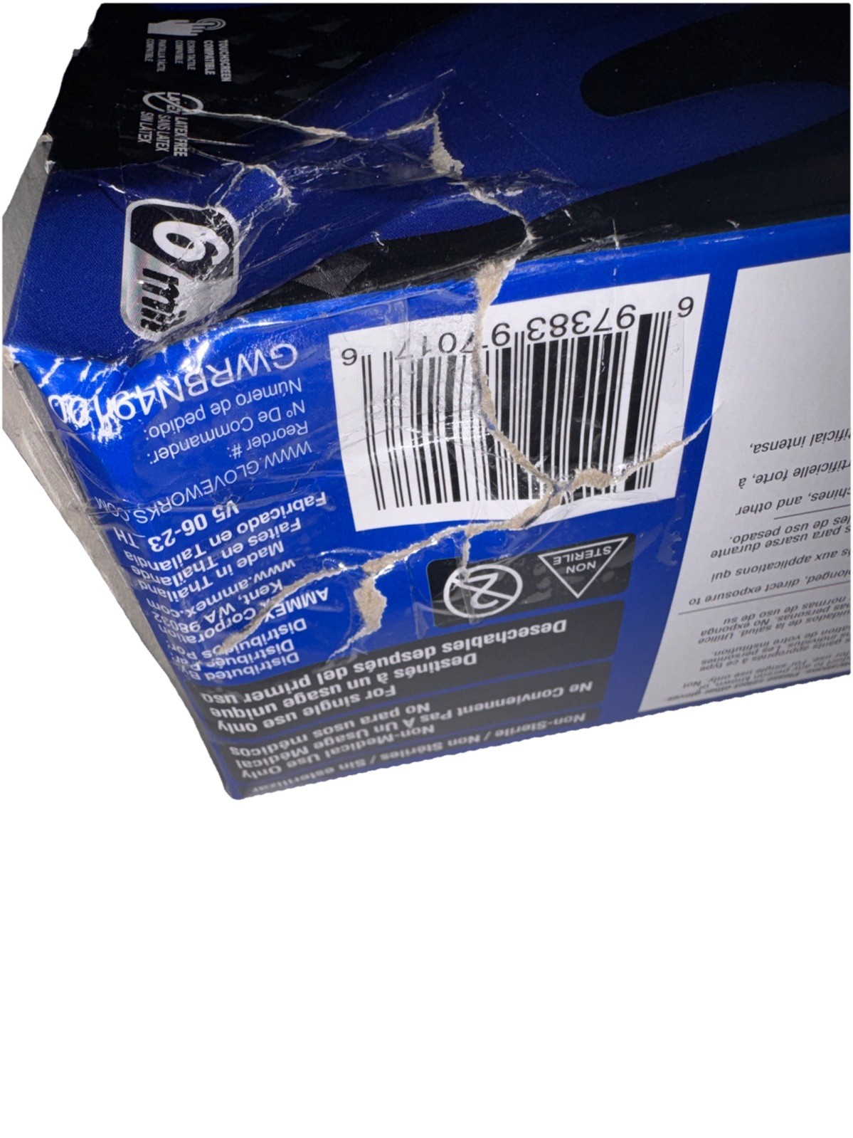 Ammex GWRBN49100 Gloveworks Blue Nitrile Powder Free Industrial Gloves, 6 Mil