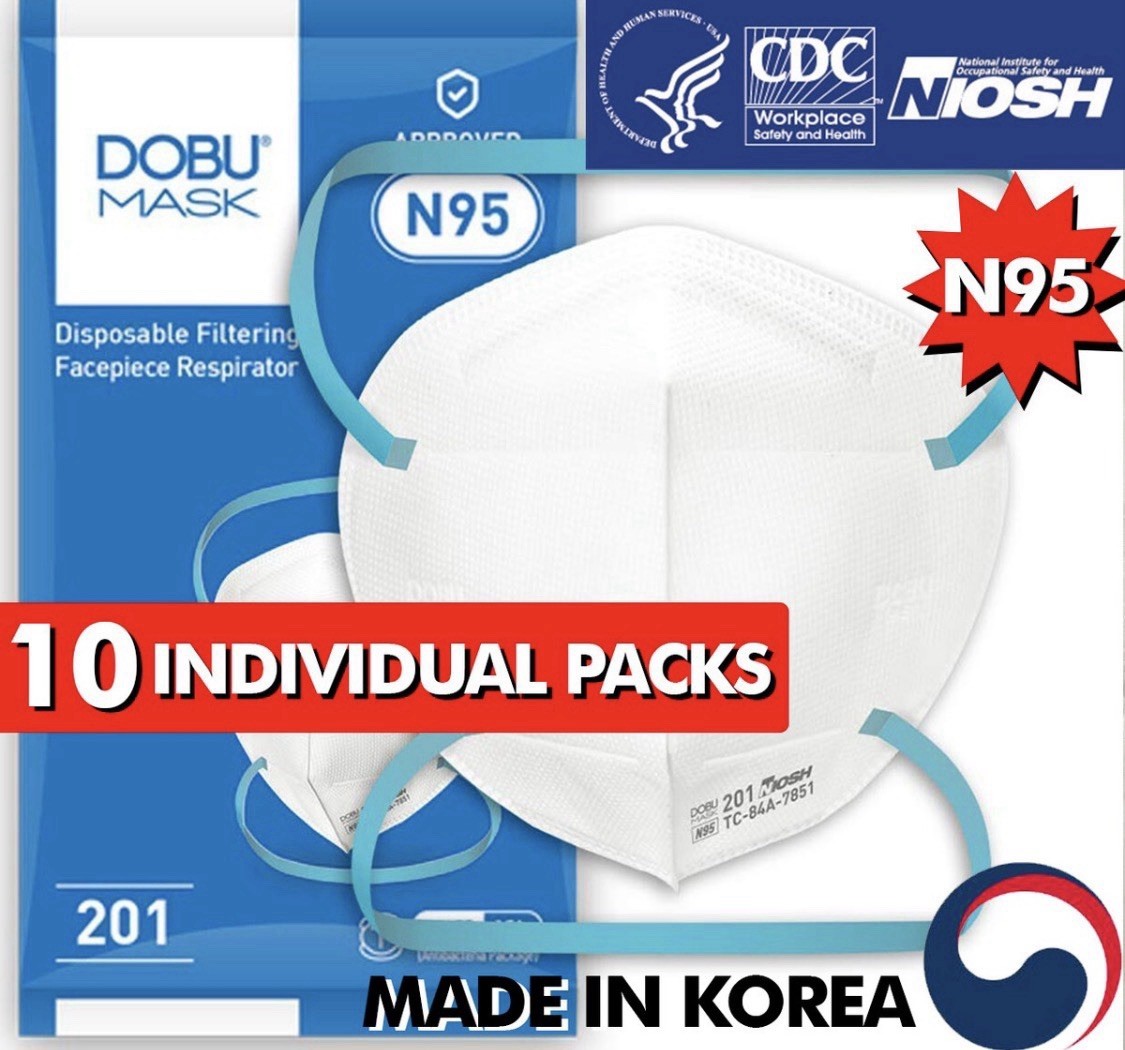 Pack of 10 NIOSH N95 Korean Face Mask Made in Korea Dust Covers DOBU Comfortable