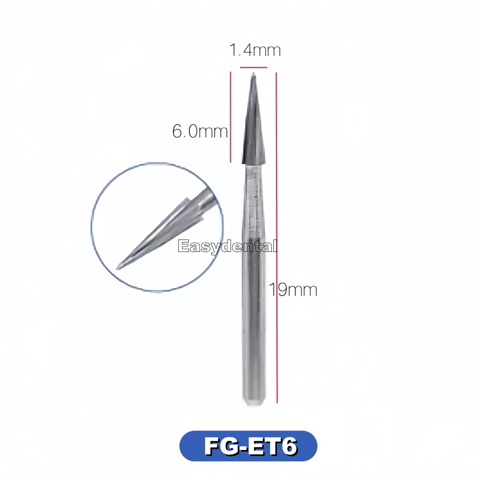5 Pcs/Pack Dental Carbide Burs FG Finishing Polishing Safe End Taper ET6 ET9