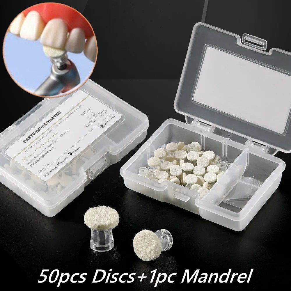 50Pcs Dental Composite Polishing Disc Kit Paste-Impregnated Finishing Mandrel