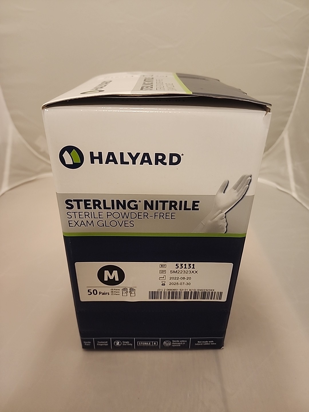 *50-Pairs* Halyard Sterling Nitrile Powder-Free Exam Gloves Sterile Medium 53131