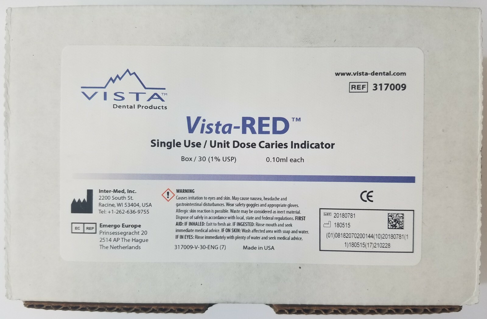 *30-Pieces* Vista Dental Vista-Red Unit Dose Caries Indicator 0.10mL 317009