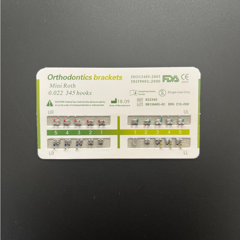 1-200Sets Dental Orthodontic Metal Brackets Mini Roth 022 345 hooks Mesh Base