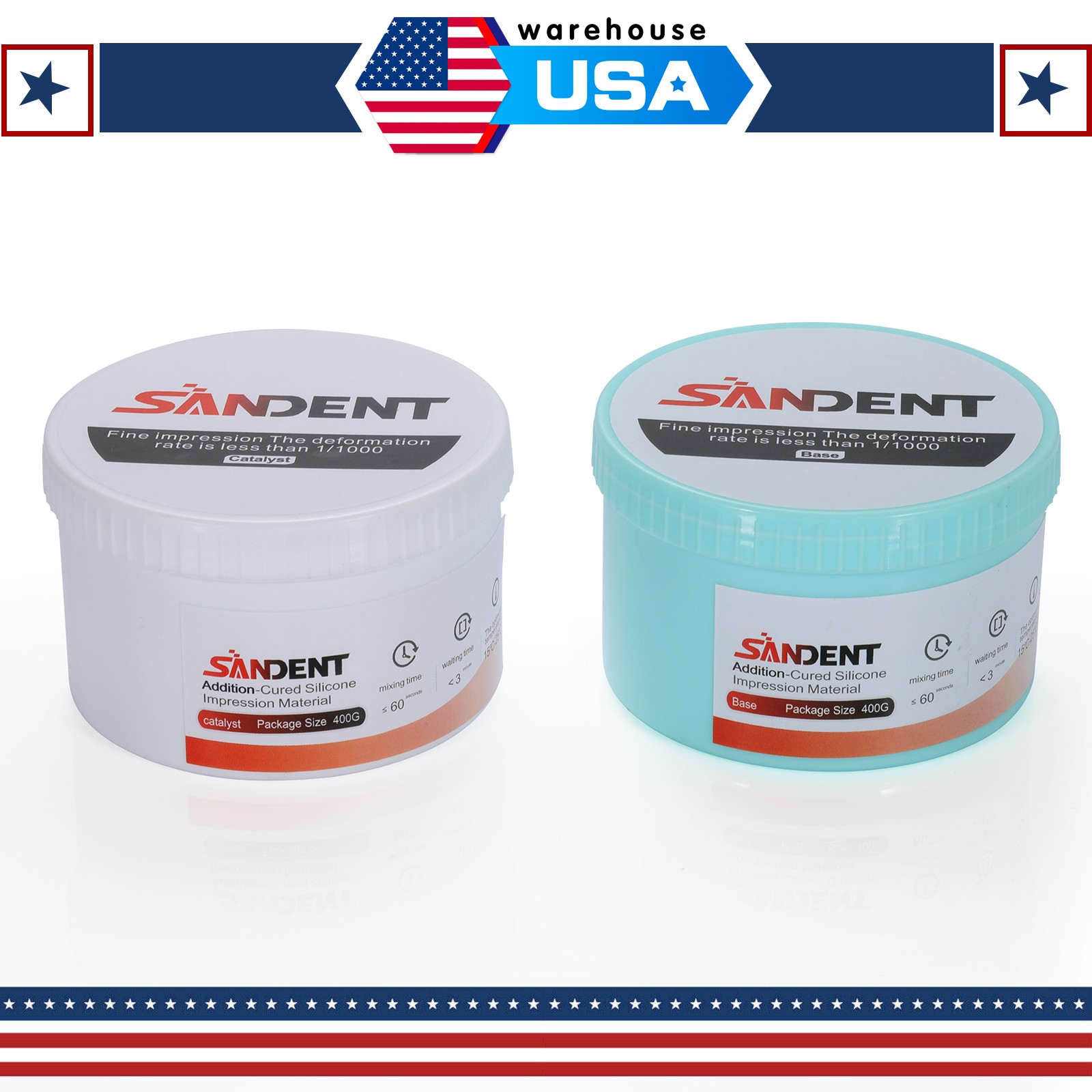 10Sets Dental Impression Putty Fast Set VPS 400g Base & 400g Catalyst Heavy Body