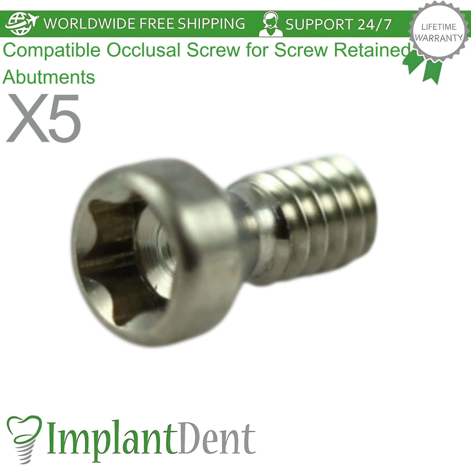 X5 Straumann BL Compatible Occlusal Screw Retained Prosthetic 3.7mm Dental Lab