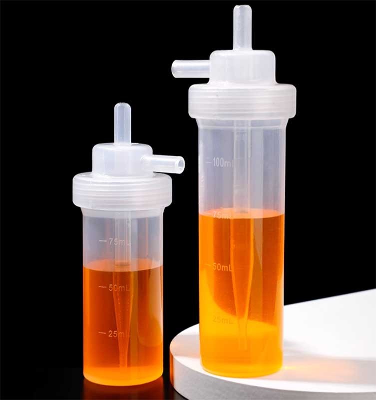 Plastic Gas Absorption Bottle PE PP Acid Alkali Resistant Lab 75ml or 100ml