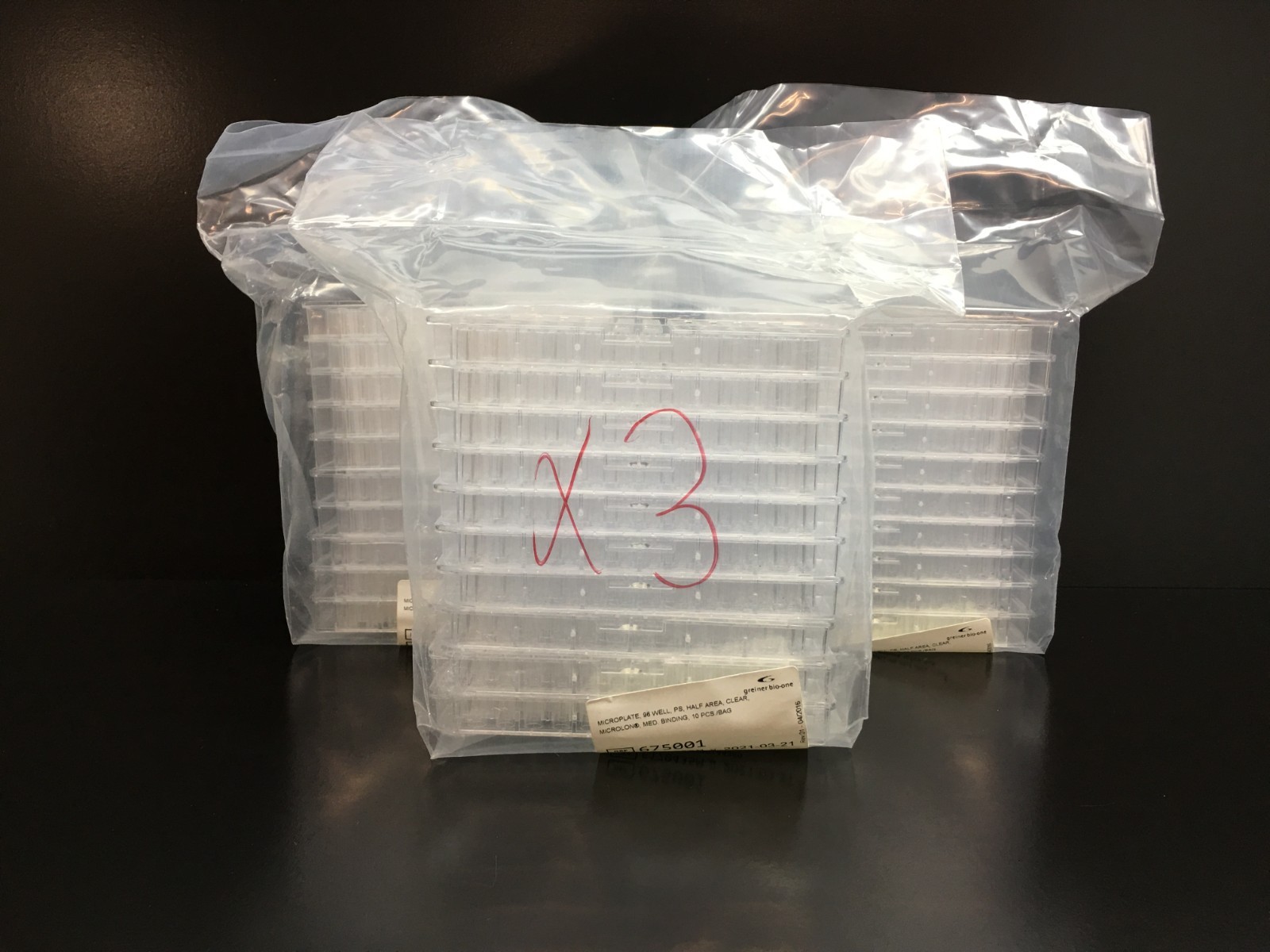 Greiner Bio-One REF 675001 Microplate 96 Well PS Half Area Clear Lot 3 PKS