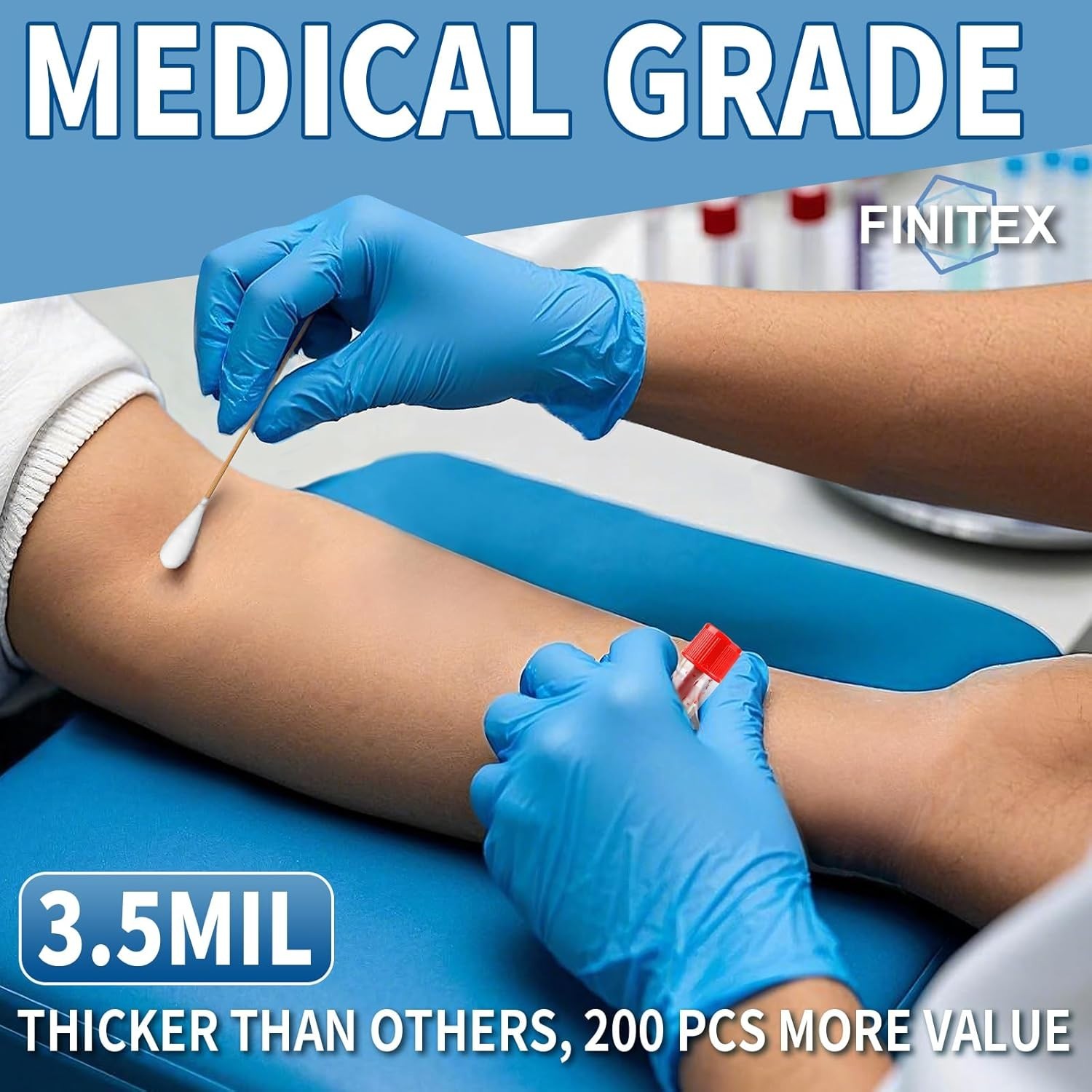 Extra Strong Blue Nitrile Disposable Gloves – 200 Pack, Ambidextrous & Textured