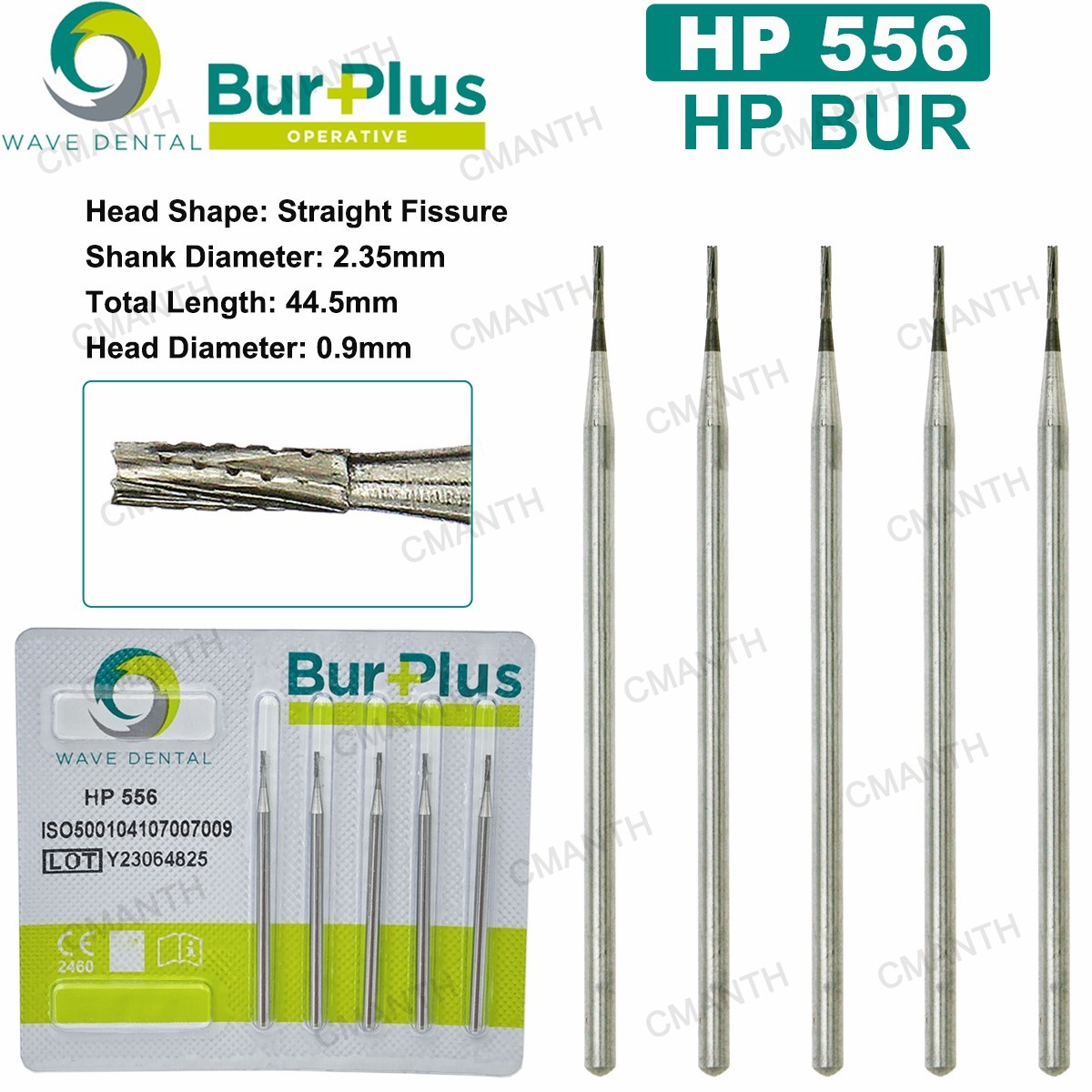 US WAVE Dental Surgical Burs Tungsten Carbide Bur Round HP 44.5mm For Slow Speed