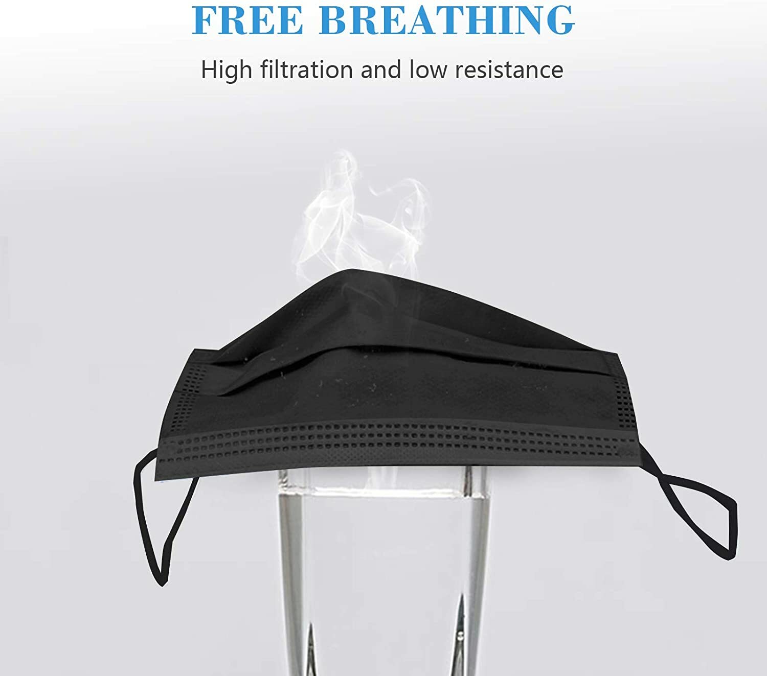 50 PCS Black Face Mask Mouth & Nose Protector Respirator Disposable Masks