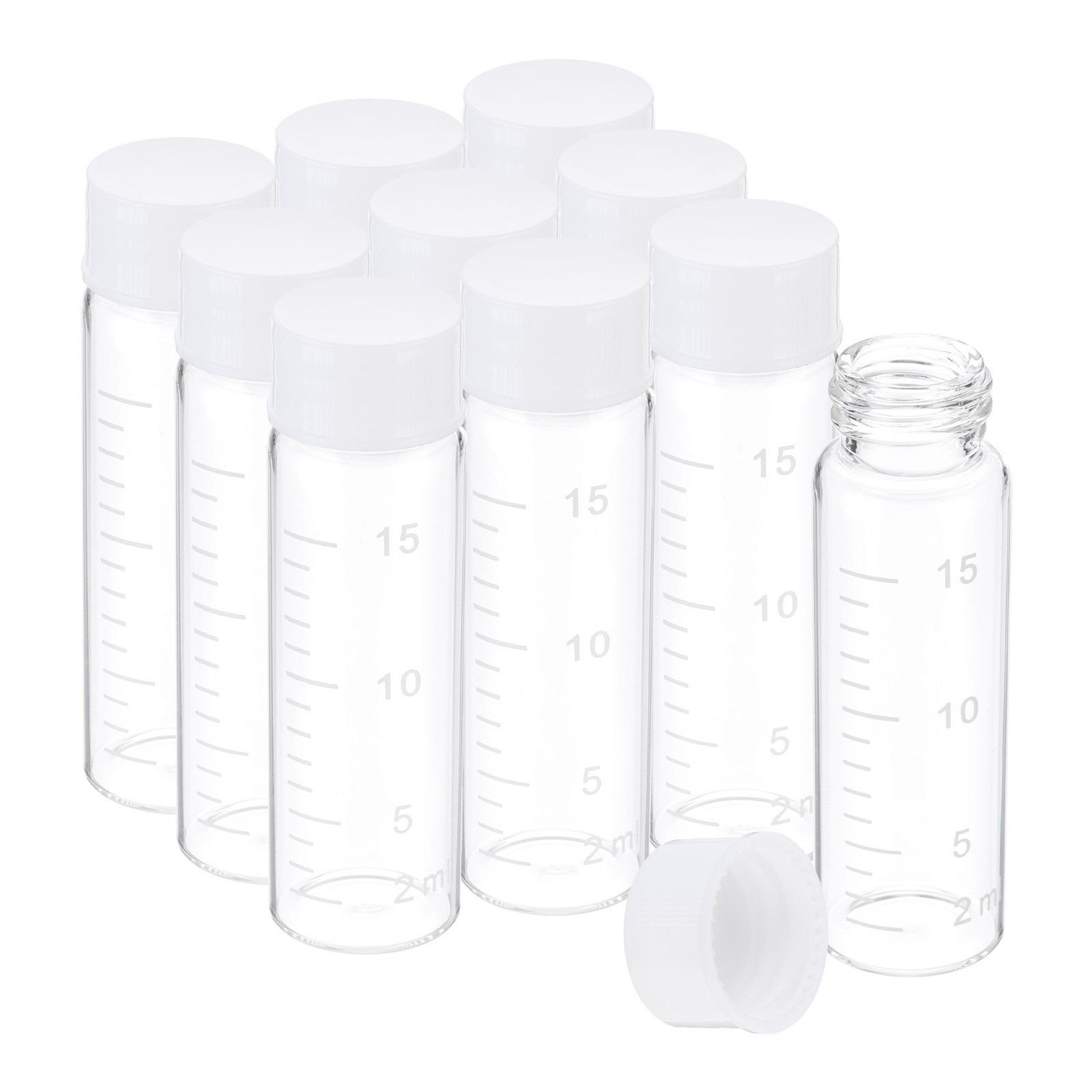 10pcs 15ml Small Clear Glass Vials with White Screw Cap Glass Graduated