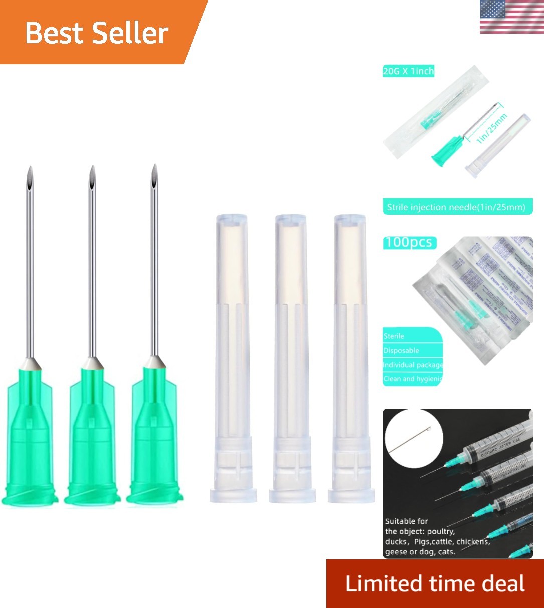 Versatile 21Ga 1-Inch Disposable Injection Needles – 100 Pack for Everyday Use
