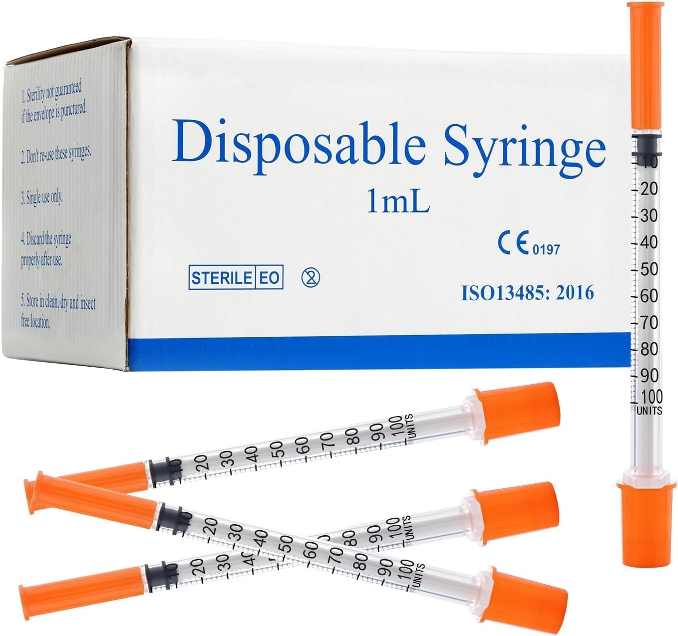 1ml/cc 27G 1/2 Inch Syringes, Lab Dispensing Syringe, Individual Wrapped, Box…