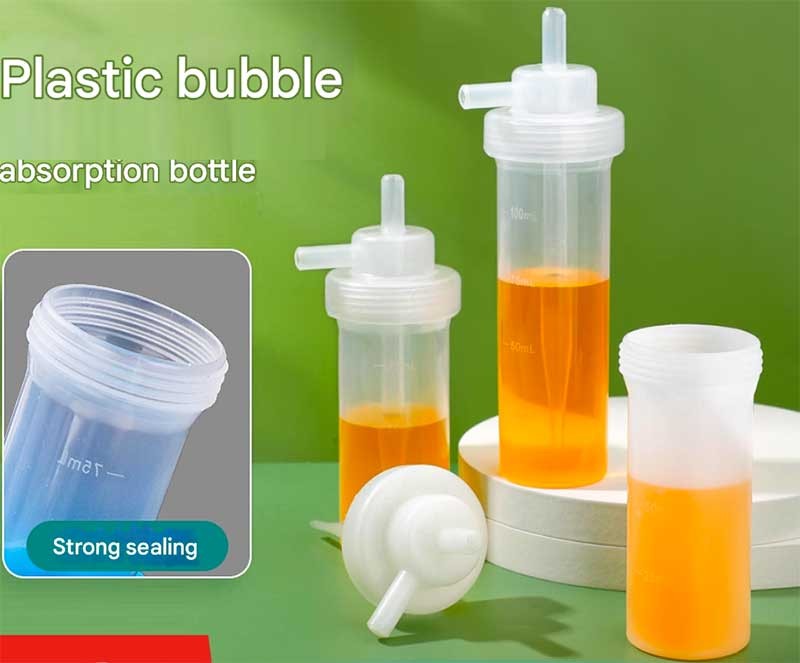 Plastic Gas Absorption Bottle PE PP Acid Alkali Resistant Lab 75ml or 100ml