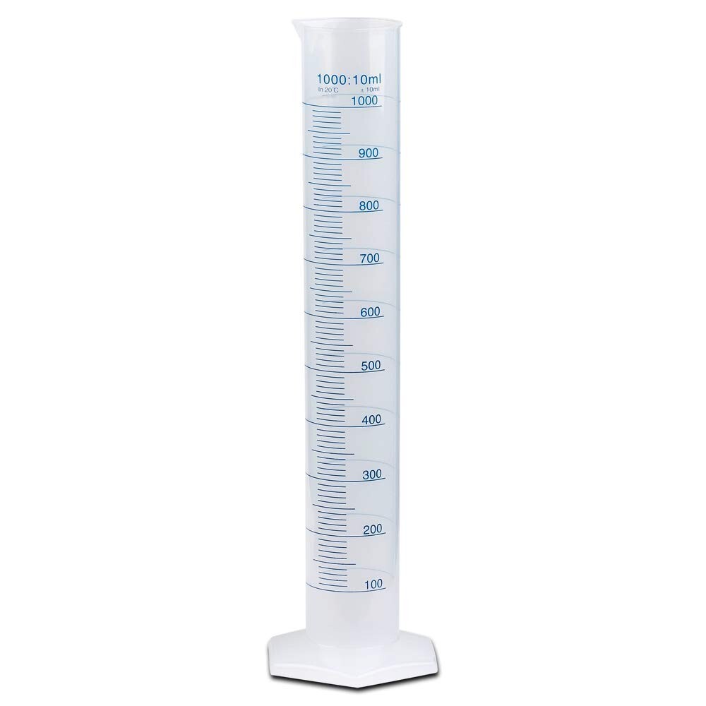 1000ml Plastic Graduated Cylinder, Single Metric, Karter Scientific (Single)