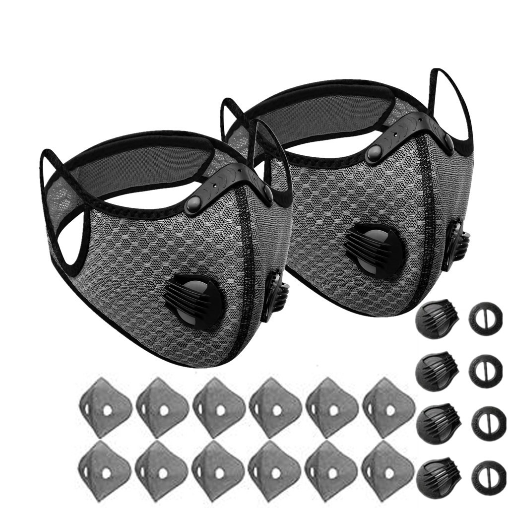 2 Pack Pollution Reusable Facepiece Half Face Shield Respirator Mask W/ Filter