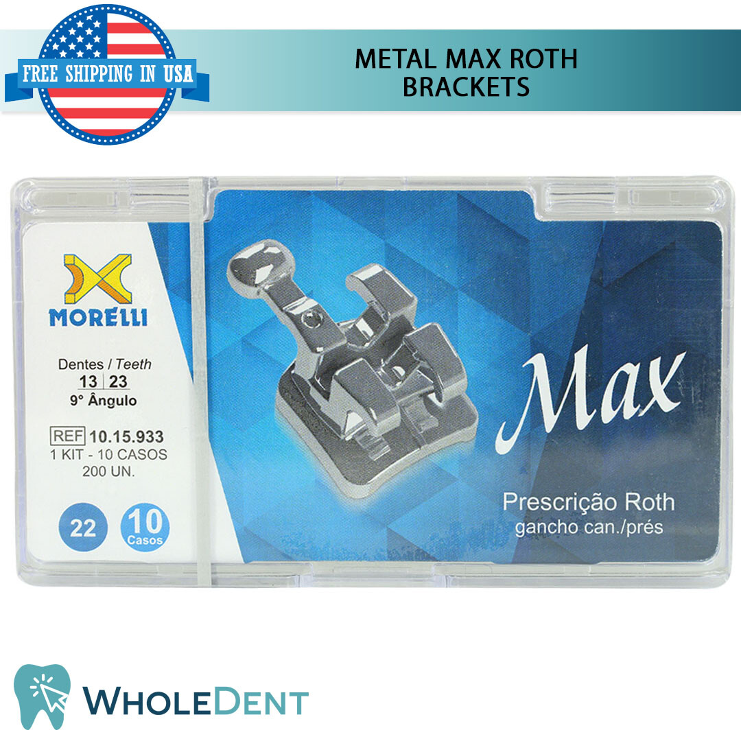 Orthodontic Dental Metal Max Brackets Braces Kit Roth 022″ Morelli 200pcs Case