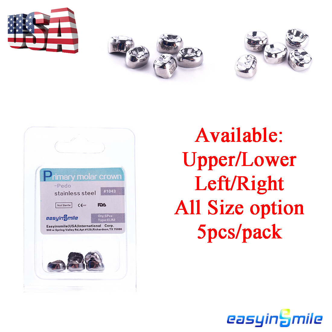 Dental Kids Crown Stainless Steel Primary Molar Crown D Premolar/E Molar DUL-UR2