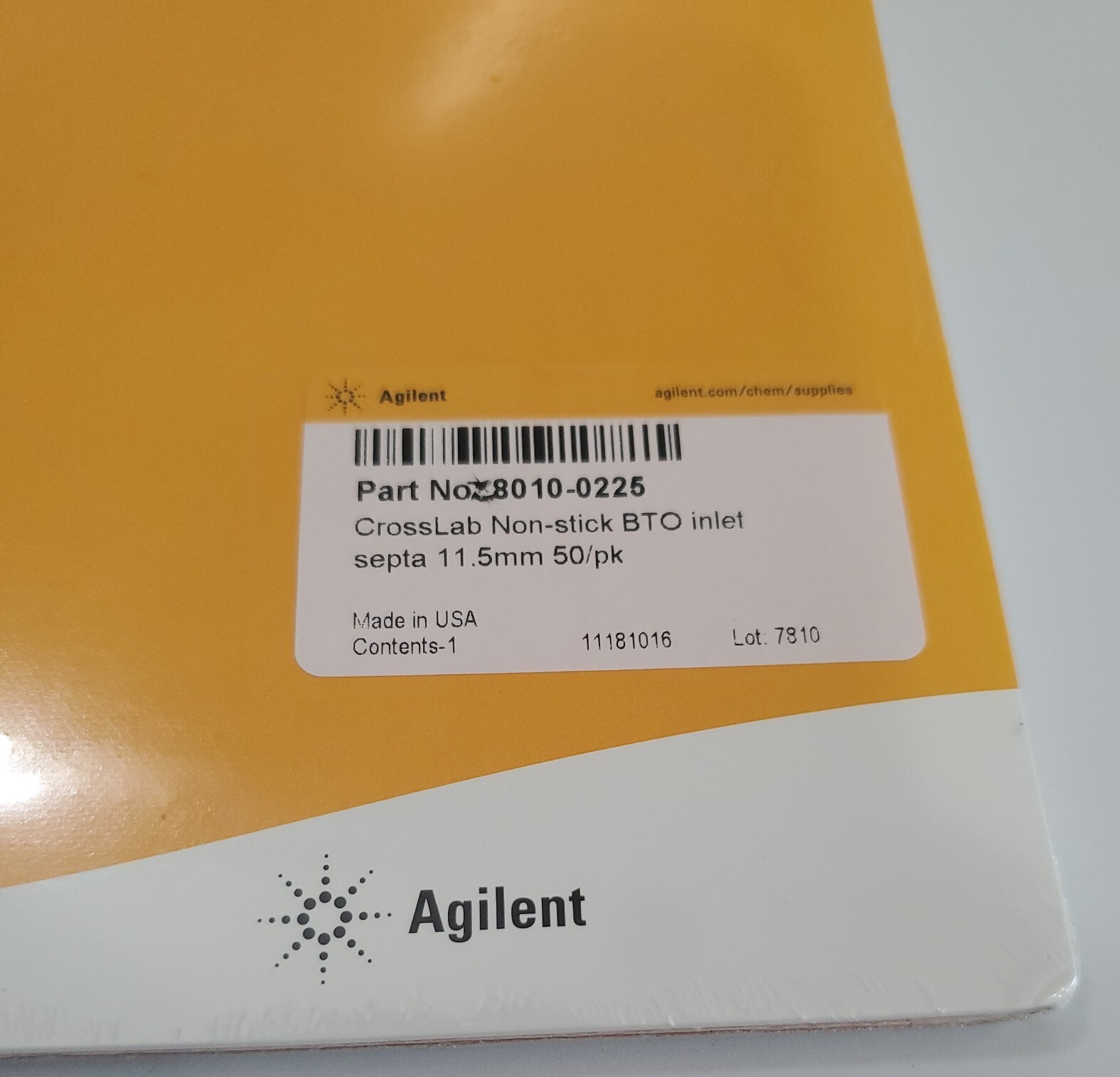 *NEW SEALED* Agilent 8010-0225 CrossLab Non-Stick BTO Inlet Septa 11.5mm 50/Pk