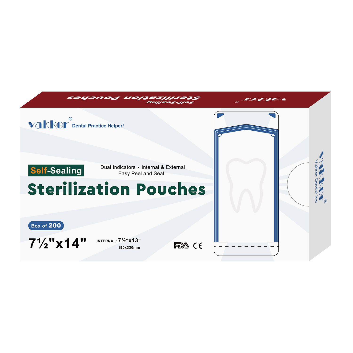 200PC 7.5″ x 14″ Self Sealing Sterilization Pouches Autoclave, Sterilizer Bag
