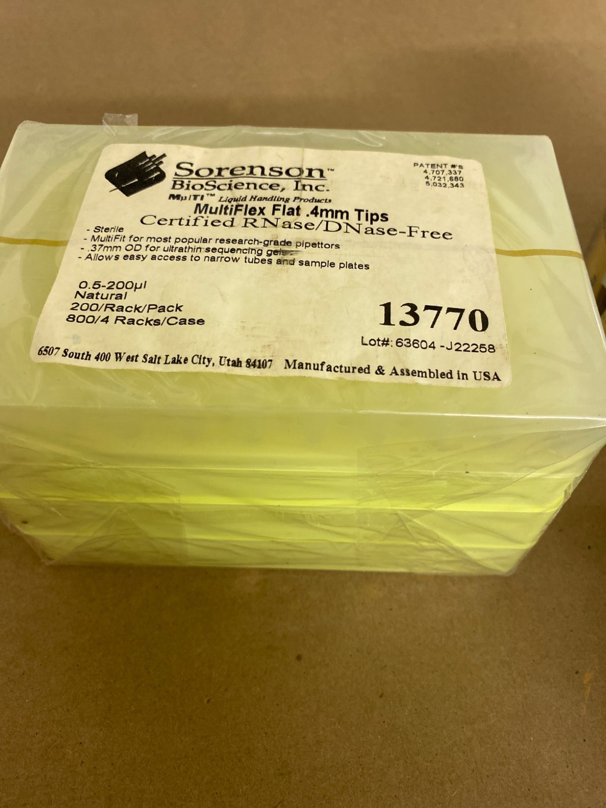 Lab Supplies Lot: Sorenson Tip Rack + Cryo Jar + Sterile Tip Rack – Sealed/Used