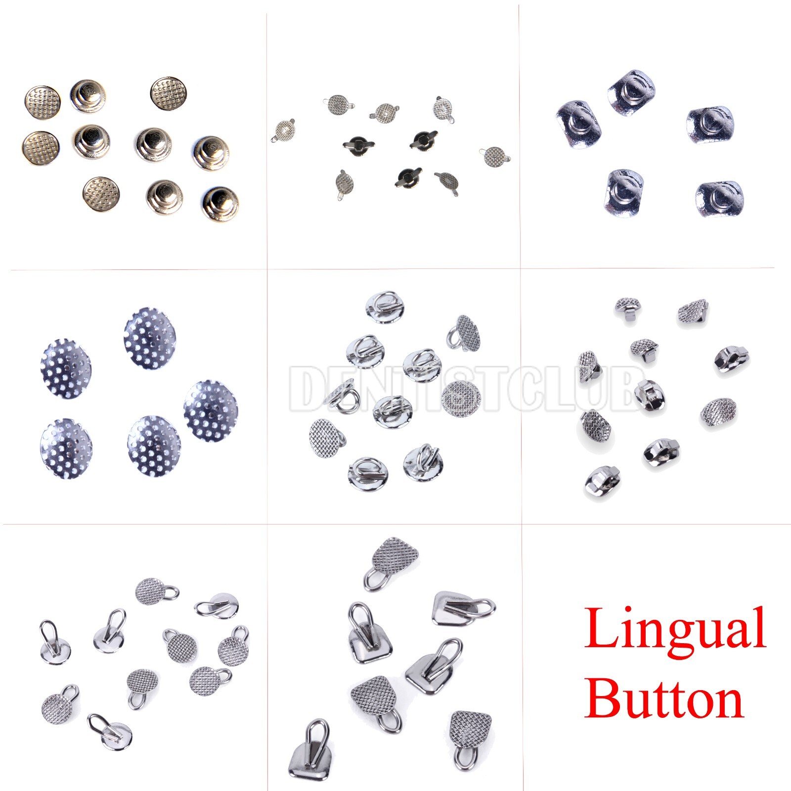 8 Models AZDENT Dental Orthodontic Lingual Buttons Bondable Round Base 10pc/pack