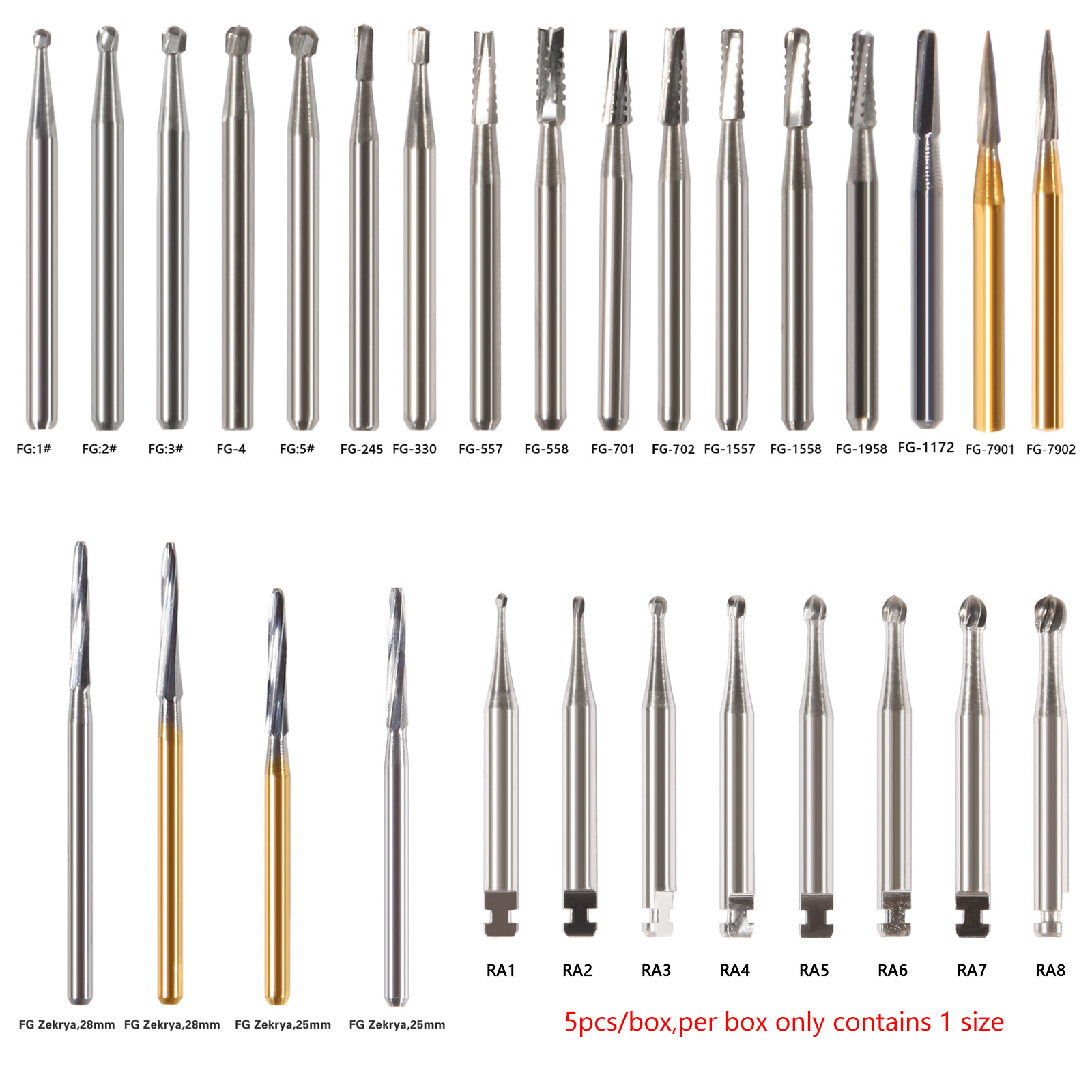 Dental Tungsten Carbide Tungsten Steel Burs for High /Low Speed Handpiece FG/ RA