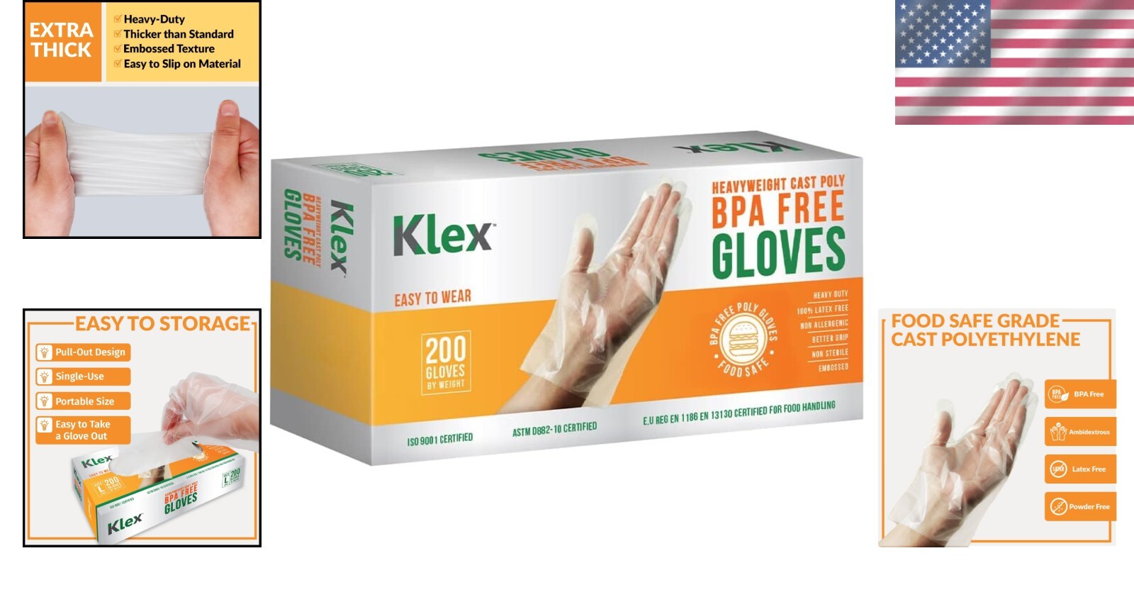 Ambidextrous Disposable Gloves – 1000 Pack, BPA Free & Durable for Food Handling