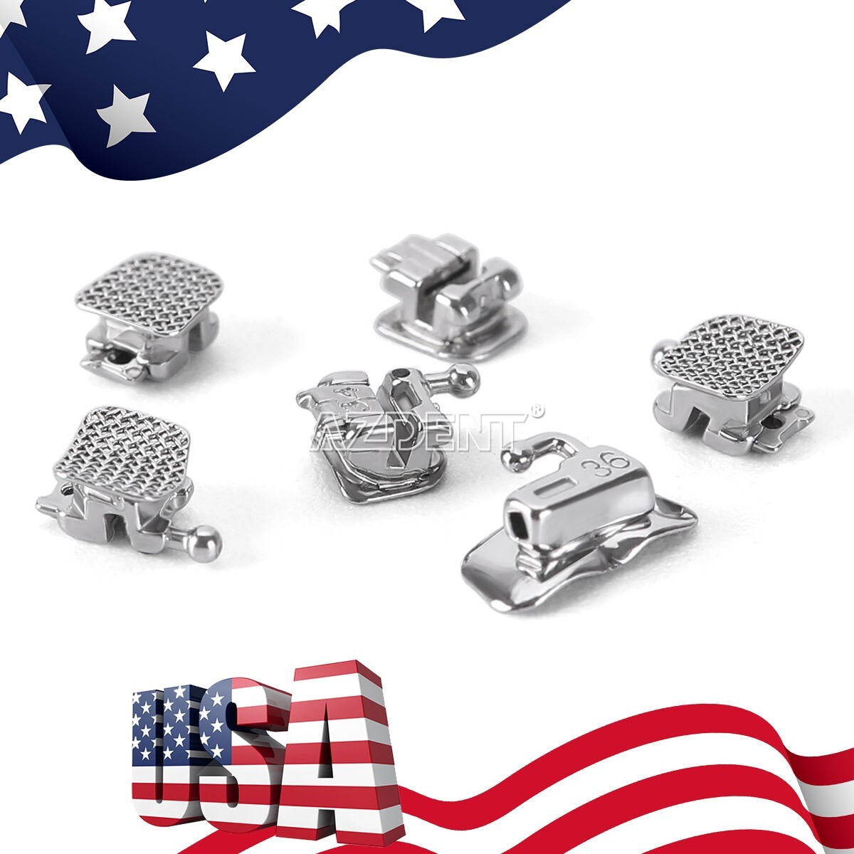 AZDENT Orthodontic Dental Self-ligating Bracket Braces Mini Roth 0.022 Hooks 345