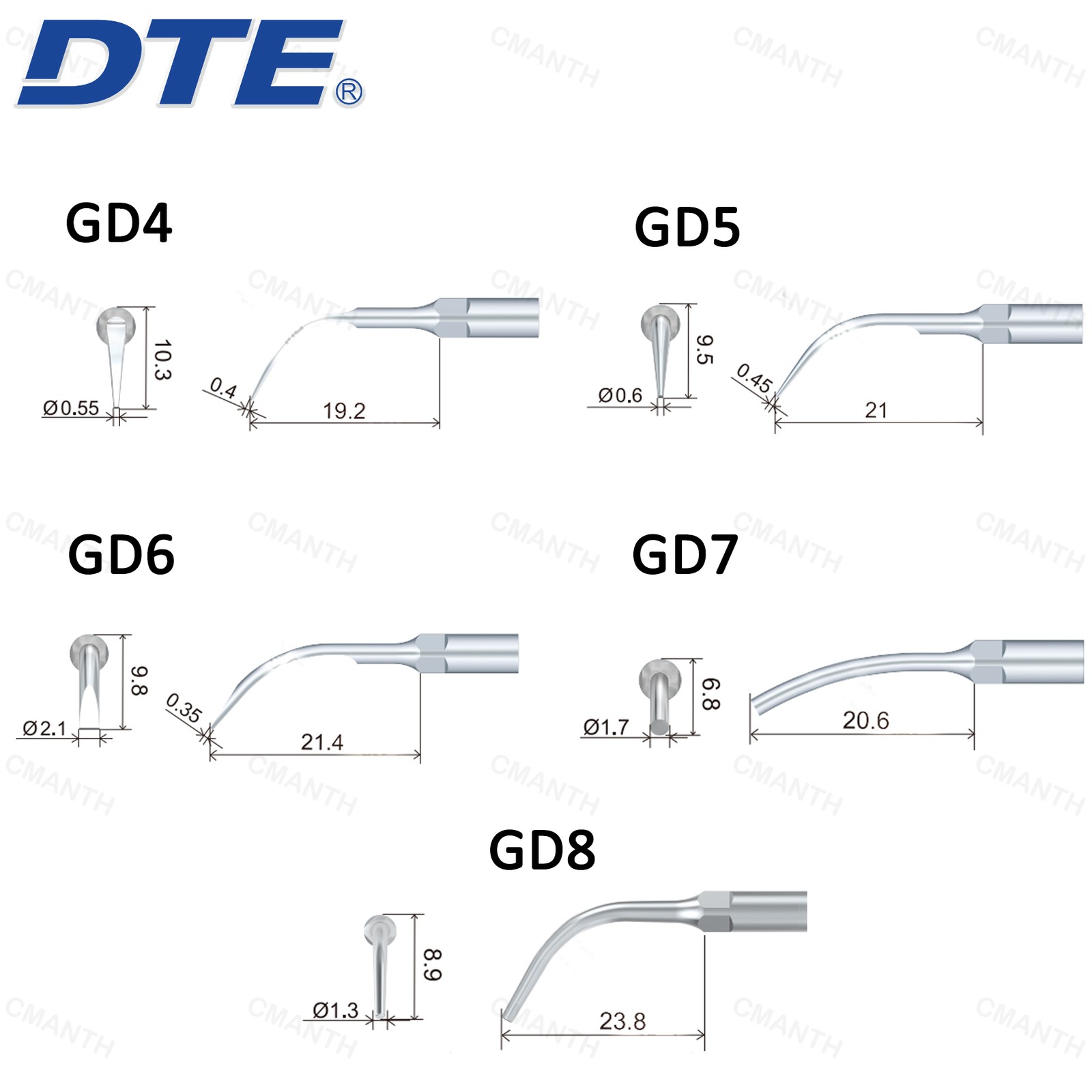 Woodpecker DTE Dental Ultrasonic Scaler Tips GD-Series Fit SATELEC ACTEON NSK